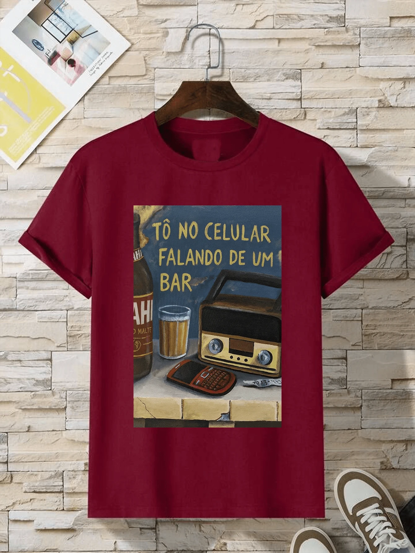 Leo Magalhaes T-Shirt To No Celular Buteco 100% Cotton Unisex Male Female Plus Size Bar Table Beer Sertanejo Forro Pisadinha - 紅色 - 查看 1