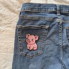 Parche de cerdo bebé lindo para planchar - Aplique bordado de animales felices y divertidos Parches de cerdo para planchar o coser en agujeros, ropa, jeans, sombreros, mochilas, prendas. También es una buena opción para regalar (te brindará efectos visuales inesperados)