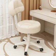 1 件靠背电脑椅，家用梳妆椅，可调节旋转书桌椅，适用于卧室、宿舍 - 白色 - 查看 6