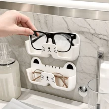 1/2pcs Wall-Mounted Sunglass Organizer, Cute Cat-Shaped Sunglasses Holder, Space Saving Eyeglasses Display Stand, Punch-Free Glasses Storage Rack For Entryway, Living Room, Bedroom, Bathroom, Office, Dorm. Home Decor.
