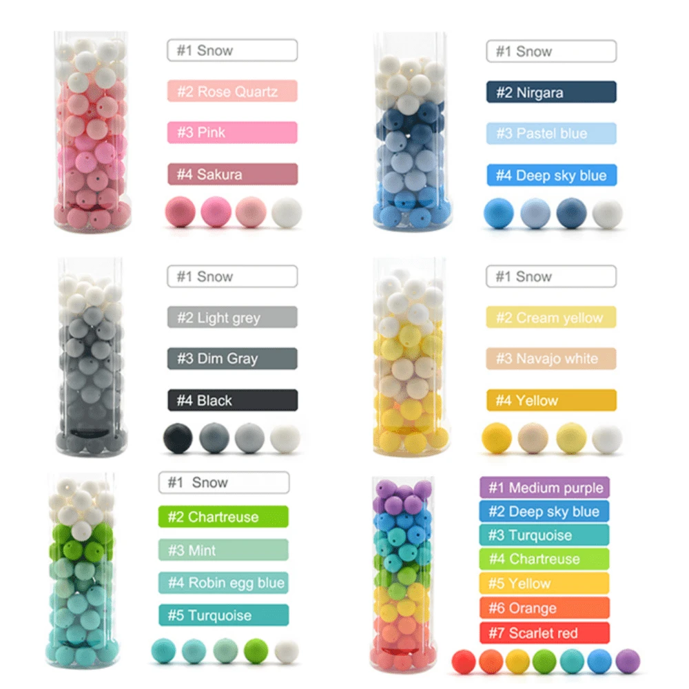 Silicone Beads 9/12/15mm Gritty Transparent - 105pcs DIY Jewelry Making Beads For Bracelets, Necklaces, Keychains, Shockproof & Durable Craft Beads