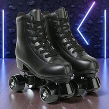 Milky Way Men's And Women's Roller Skate Shoes PU Leather High Top Shoes Classic Double Roller Skate Shoes Quad Roller Skate Shoes Men Ladies Neutral Roller Skate Shoes - 黑色黑輪 - 查看 1