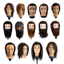 100% Real Hair Men Mannequin Heads With For Hair Training Styling Solon Hairdresser Dummy Doll Heads For Practice Hairstyles - Multicolor - View 3