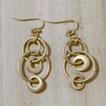 1对女士极简镂空几何圆形吊坠耳环，时尚派对首饰礼品 - 銀色 - 查看 7