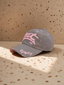 男女通用户外休闲棒球帽，女式字母刺绣运动太阳帽，适合户外、旅行、日常穿着、返校礼物 - 灰色 - 查看 2