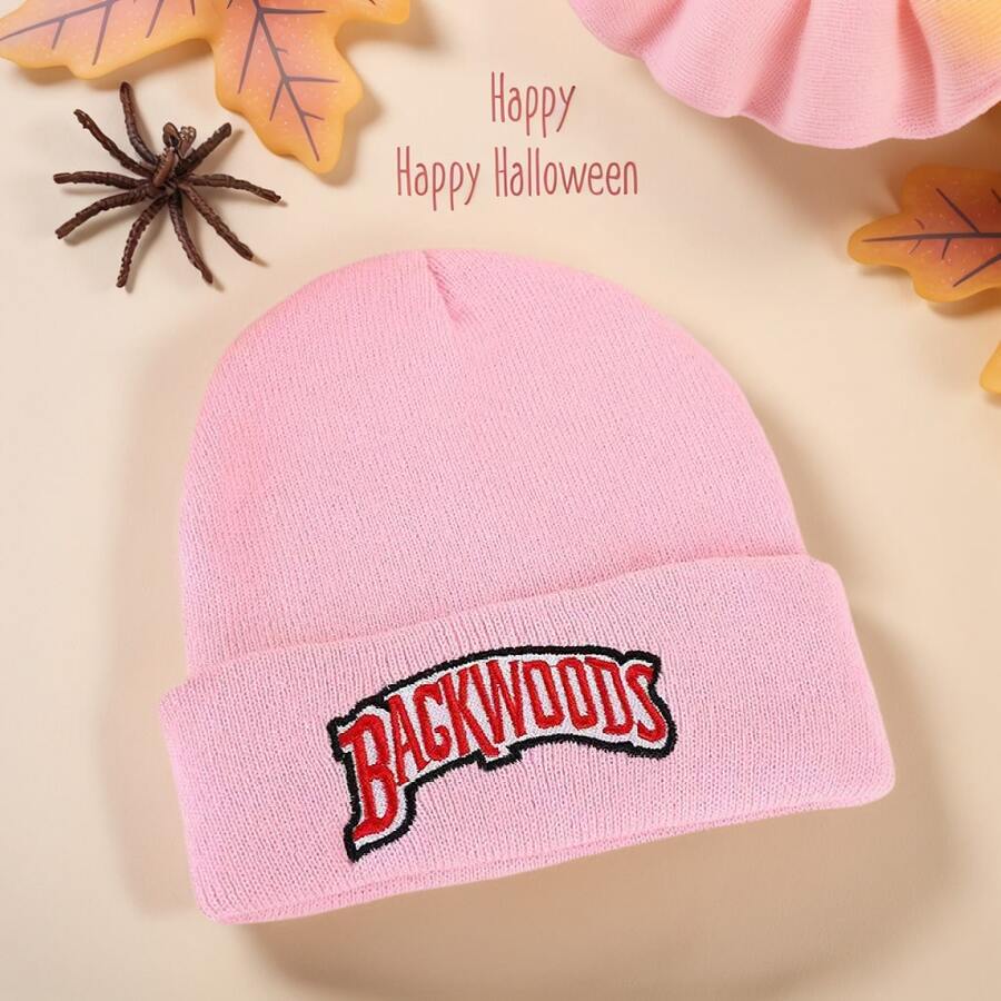 1pc Unisex Letter Casual Cute Acrylic Embroidered Y2K Knitted Beanie Hat For Everyday Wear Winter Christmas Hat Men & Women Beanie Ski Hat - 粉色 - 查看 1