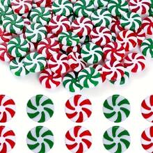 10 pièces/paquet Nouveau moulin à vent bicolore avec trou Faux décoration de bonbons à suspendre Décorations d'arbre de Noël DIY