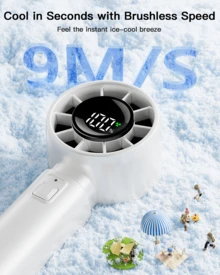 coldSky Portable Personal Turbo Fan,5 Speeds Handheld Fan With Digital Display,4000mAh Battery Operated Fans Max 12Hrs Cooling Fans For Outdoors,Travel,Indoor,Desk - trắng - Xem 5