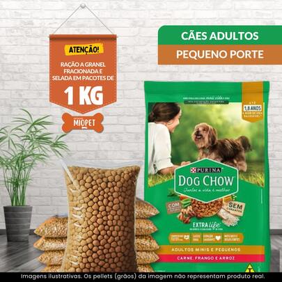  Ração Purina Dog Chow Cães Adultos Raças Pequenas a Granel – Sabor Carne, Frango e Arroz | 23% Proteína | Embalagem Selada por Quilo