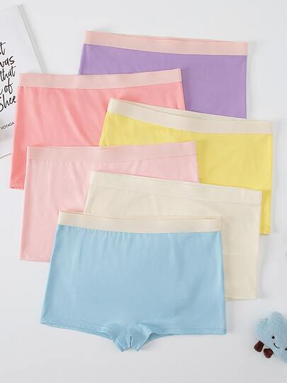 6 条装纯色轻薄透气低腰内裤，适合年轻女性和青少年，适合所有季节