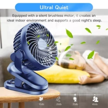 Portable Clip On Fan USB Rechargeable 3 Speeds Table Desk Air Cooling Small Fans,Holiday Essentials,Portable Fan,Hand Fan,Mini Fan,Pram Fan,Handheld Fan For Summer - Blue - View 2