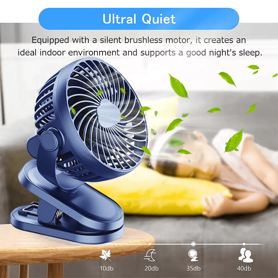 Portable Clip On Fan USB Rechargeable 3 Speeds Table Desk Air Cooling Small Fans,Holiday Essentials,Portable Fan,Hand Fan,Mini Fan,Pram Fan,Handheld Fan For Summer