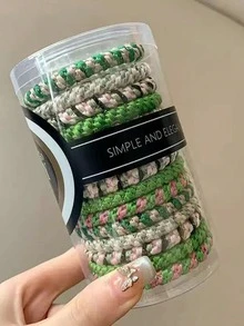 Conjunto de 15 elásticos de cabelo trançados de alta elasticidade, elásticos básicos para rabo de cavalo, elástico grosso, prendedores de rabo de cavalo esportivos, nova cor damasco, elásticos de cabelo de alta qualidade, acessórios para cabelo, faixa elástica. - Multicolorido - Ver 19