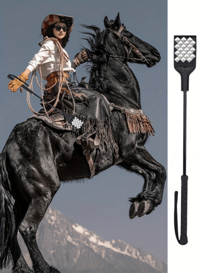 1 pieza Látigo de equitación de PU, látigo ecuestre suave con mango trenzado antideslizante y correa para la muñeca, accesorio de entrenamiento ecuestre