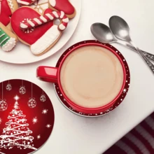 4/8pcs Christmas Square & Round Acrylic Coasters, Red Christmas Tree & Star Design, Non-Slip Heat-Resistant Drink Coasters For Home Decor, Holiday Gifts - Multicolor - View 5