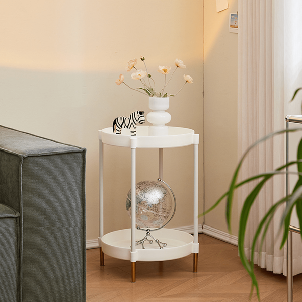 1 pieza Estantería de almacenamiento minimalista y elegante para mesita de noche, mesita de noche de lujo ligera, mesa lateral para sala de estar, carrito de té para oficina en casa