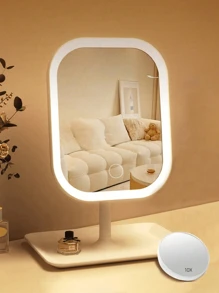LED Makeup Mirror,Vanity Mirror With Lights,3 Light Modes Lighted Makeup Mirror,Touch Control, Portable Stand And Foldable Compact Mirror Lighted Travel Makeup Mirror, Vanity Cosmetic Mirror With Lights, Rechargeable , Portable LED Makeup Mirror, Women Christmas Gift Home Decor Back To School Room Decor School Supplies
