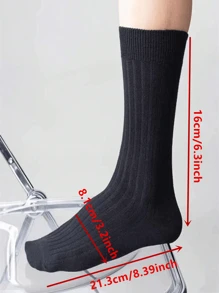 5 Pairs Women's Black Vertical Striped Mid-Calf Socks, One Size Fits All Unisex Long Socks, Fall - Black - View 5