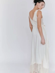 Chic Lace Patchwork Dress – Effortlessly Stylish, Perfect For Summer Parties  Date Nights  Design With Elegant Details - trắng - Xem 4