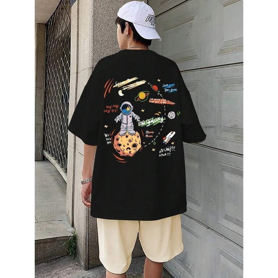 Camiseta Básica Masculina Algodão From Moon To the Mars - Preto - Visão 1