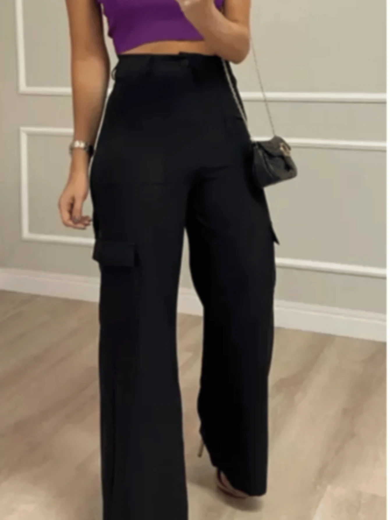 Women's Wide-Leg Cargo Pants With Pockets