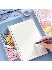 4 دفاتر ملاحظات حلزونية بحجم A5 - غلاف ناعم متين، يومية، دفتر حسابات، دفتر ملاحظات، تجليد سلكي مزدوج، مناسب للطلاب والمكتب والمحترفين (ألوان عشوائية)