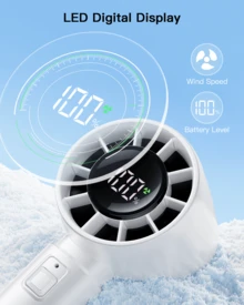 coldSky Portable Personal Turbo Fan,5 Speeds Handheld Fan With Digital Display,4000mAh Battery Operated Fans Max 12Hrs Cooling Fans For Outdoors,Travel,Indoor,Desk - trắng - Xem 6