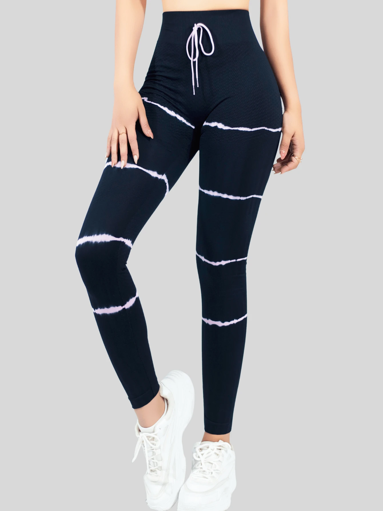 Leggings deportivos canalé stretch de cintura ancha mallas de deporte mujer - Rosa vieja - Ver 1
