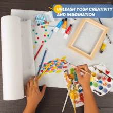 لفة ورق كرافت أبيض، 44 سم * 10 م - ورق لوحة نشرة للفنون والحرف اليدوية، تغليف الهدايا، التعبئة والرسم