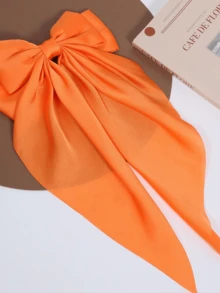 1pc Large Bow Hair Clip, Elegant Orange Bowknot Hair Accessory For Women, Halloween Pumpkin Orange, Unique Style, Halloween Party, Hair Clip, Hair Claw, Hair Pin, Hair Barrette, Hair Ornament, Head Accessories, Hair Accessories For Women, Hairpin,Summer,Holiday,Travel - Orange - View 3