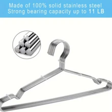 50 شماعة من الفولاذ المقاوم للصدأ، بطول 41.91 سم مصقول، مزود بأخاديد مانعة للانزلاق، مناسب للمعاطف والبدل والفساتين وتنظيم التخزين في خزائن الملابس وغرف الغسيل.