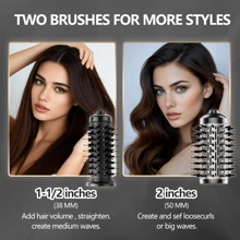 4 In 1 Rotating Hot Air Brush, One Step Volumizing Hair Dryer And Styler, Curling Brush, Straightening Brush, 360° Auto Rotate, 2 Interchangeable Brush Heads, Ceramic Coating Leaves Hair Soft And Shiny, Suitable For All Hair Types, Creates Vibrant And Stylish Curls And Silky Hair, Holiday Gift!