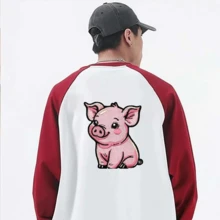 Parche de cerdo bebé lindo para planchar - Aplique bordado de animales felices y divertidos Parches de cerdo para planchar o coser en agujeros, ropa, jeans, sombreros, mochilas, prendas. También es una buena opción para regalar (te brindará efectos visuales inesperados)