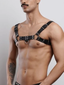 Men's Sexy Avant-Garde Harness Belt, PU Leather Rivet Decor Waist Belt, Gothic Men's Restraint Suspender, Party Outfit, Valentine's Day Gift, Men's Sexy Lingerie Accessory