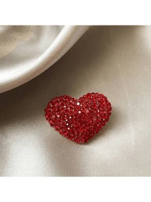 1 Stück elegante rote Herz-Kristall-Brosche - Vintage-Stil Legierung Brosche - besetzt mit funkelnden Strass-Steinen, geeignet für Anzüge, Pullover, Kleider, perfekt für lässige Outfits, Halloween, Halloween-Accessoires, Lehrertag