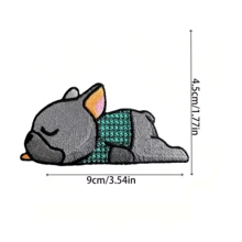 Parche bordado con logo de cachorro de bulldog francés, lindo y de dibujos animados. Adecuado para decorar en festivales y vida diaria. Puede decorarse en cualquier artículo que desee y también es una buena opción como regalo (le brindará efectos visuales inesperados).