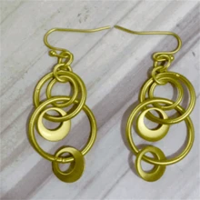 1对女士极简镂空几何圆形吊坠耳环，时尚派对首饰礼品 - 銀色 - 查看 5