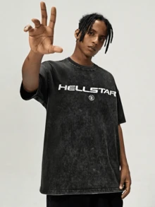 Retro Tie-Dye Crewneck Short Sleeve Casual T-Shirt For Men - 黑色 - 查看 2