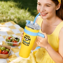 Miniso 小小兵收藏系列不鏽鋼吸管杯（1600毫升） - 黃色 - 查看 7