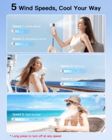 coldSky Portable Personal Turbo Fan,5 Speeds Handheld Fan With Digital Display,4000mAh Battery Operated Fans Max 12Hrs Cooling Fans For Outdoors,Travel,Indoor,Desk - trắng - Xem 3