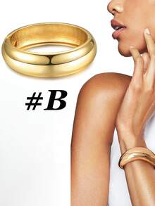 Yanxyad 女士粗金袖口手镯黄金个性手镯套装臂袖上臂朋克珠宝女士粗金手镯手镯厚袖口大号个性套装女士金手镯粗手镯 - 金色 - 查看 9