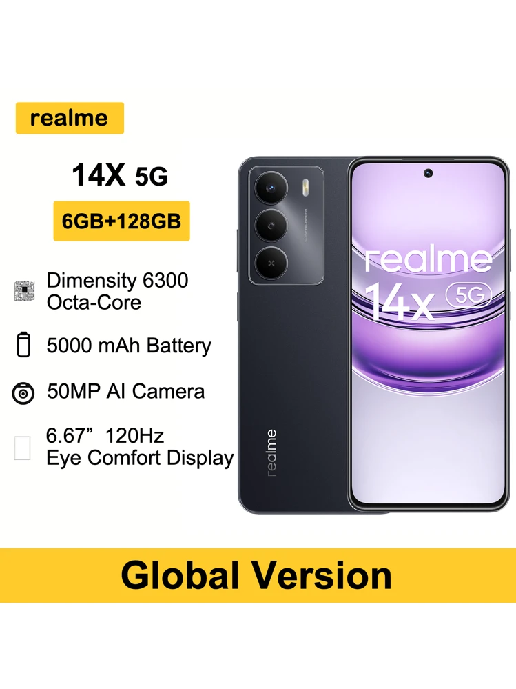 Realme 14X 6GB+128GB AI 5G LTE、グローバルバージョン、SIMフリー