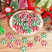 10 pièces/paquet Nouveau moulin à vent bicolore avec trou Faux décoration de bonbons à suspendre Décorations d'arbre de Noël DIY