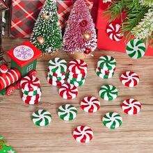 10 pièces/paquet Nouveau moulin à vent bicolore avec trou Faux décoration de bonbons à suspendre Décorations d'arbre de Noël DIY