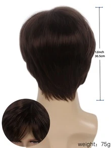 12英寸棕色短假发，男士蓬松逼真合成发，适合日常佩戴、男士日常角色扮演、派对、动漫、圣诞节装扮等场合。REEWES 男士假发。 - 咖啡棕 - 查看 3