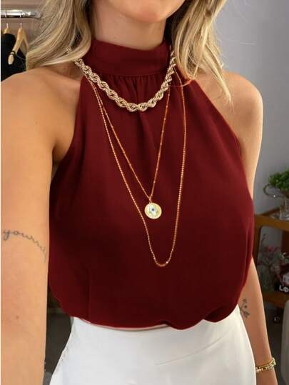 Regata de duna feminina gola alta de  franzido   simoles pra verao