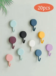 5pcs/10pcs Self-Adhesive Wall Hooks, Key Hooks, Clothes Hangers, Towel Hooks - Simple Design For Bathroom, Bedroom Entrance, Home Decor, Practical Hooks - Easy To Stick And Use (Random Colors)
