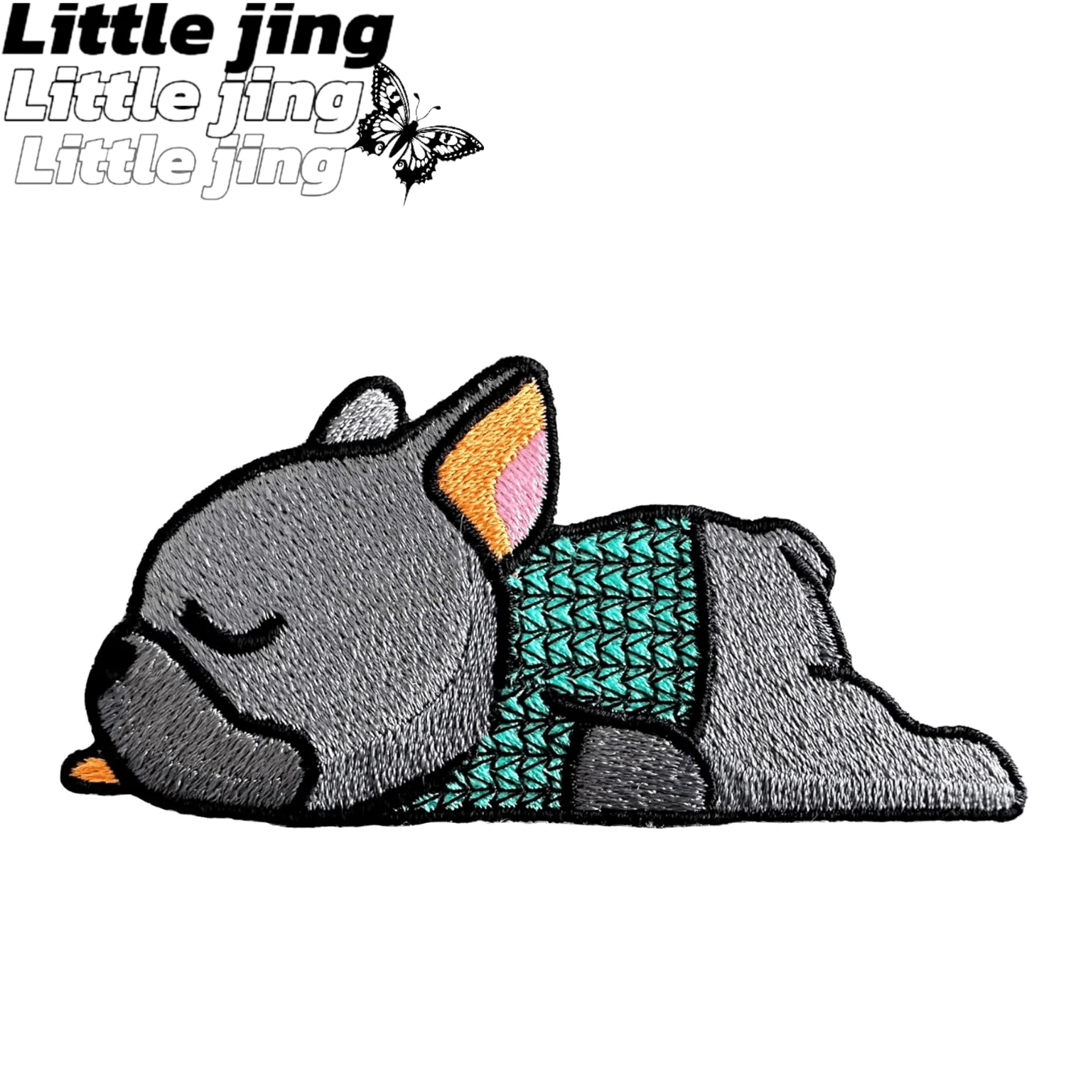 Parche bordado con logo de cachorro de bulldog francés, lindo y de dibujos animados. Adecuado para decorar en festivales y vida diaria. Puede decorarse en cualquier artículo que desee y también es una buena opción como regalo (le brindará efectos visuales inesperados).