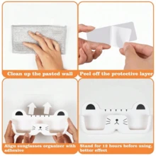 1/2pcs Wall-Mounted Sunglass Organizer, Cute Cat-Shaped Sunglasses Holder, Space Saving Eyeglasses Display Stand, Punch-Free Glasses Storage Rack For Entryway, Living Room, Bedroom, Bathroom, Office, Dorm. Home Decor.