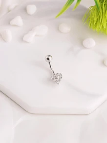 1 pieza Anillo de Ombligo con Forma de Corazón de Circonita Cúbica, Joyería de Piercing Corporal para el Día de San Valentín